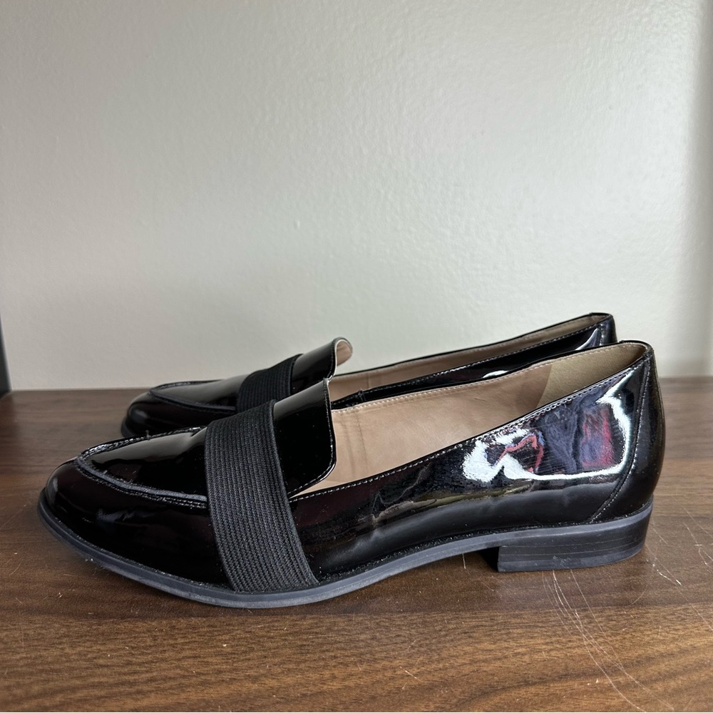 Ukies Black Patent Leather Debbie Loafers Sz 8
